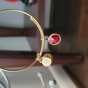 Alex and Ani gold and ruby charm bangle